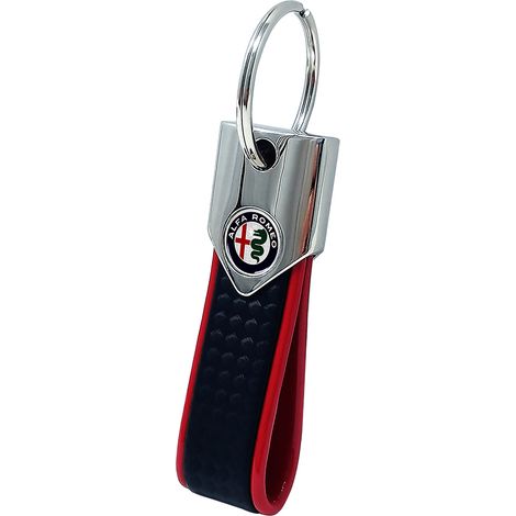 Portachiavi Elite Alfisti, Carbon con Logo Alfa Romeo Colors - Colore: ROSSO CARBON