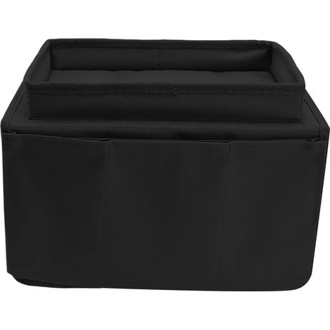 Plateau de canapé pliable avec rangement intégré, en tissu Oxford 600D, poches latérales, noir. (1/5)