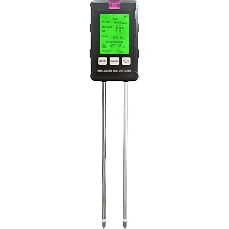 6-in-1 Digitaler Bodentester mit drehbarem Display – Misst pH-Wert, Feuchtigkeit, Fruchtbarkeit, Temperatur, Licht und Luftfeuchtigkeit (1/5)