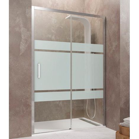 Box doccia AKTUAL fisso + scorrevole, Finiture: Frost - Estensione: 167-173 cm