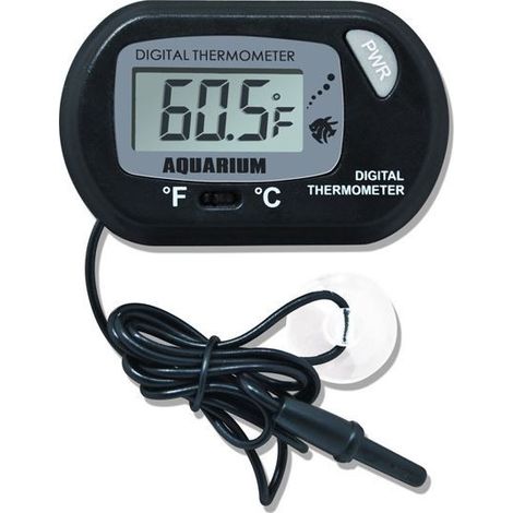 Thermomètre LCD avec sonde à ventouse pour aquarium et terrarium, câble de 1 m (1/2)