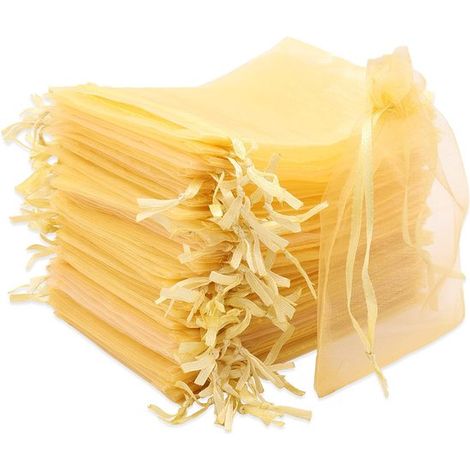 100 sacchetti in organza dorata 10 x 15 cm per regali e feste (1/5)
