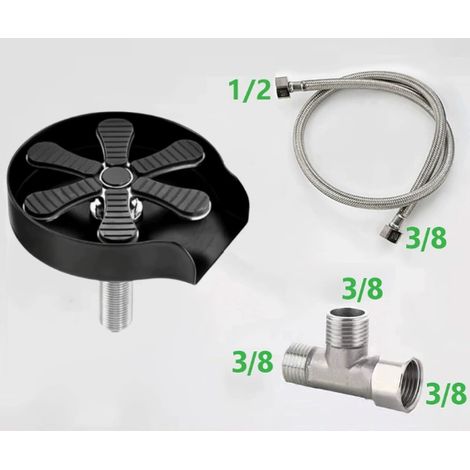 Rince Verre Evier, Lave Verre pour éVier Lavabo, Rince Verre Brosse En Verre pour éVier De Bar, En Acier Inoxydable, Lave Biberon Bouteille, Accessoire Evier Cuisine, Rinceur De Verre, Noir
