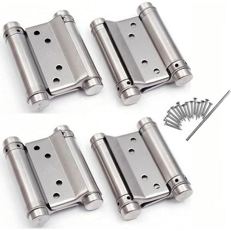 2 paires de charnières double action en acier inoxydable pour portes battantes de comptoir de bar/café, réglables, idéales pour la fermeture automatique (1/5)