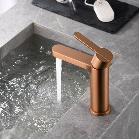 Imex -  Grifo Monomando Lavabo Caño Bajo Oro Rosa Serie  Roma (1/3)