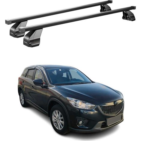 OMAC Dachträger Querträger Stahl für Mazda CX-5 I 2013-2016 – Abschließbar – City-Crash-getestet – DIN 75302:2019 – ISO/PAS 11154:2006 – Max. 75 kg Schwarz (1/5)
