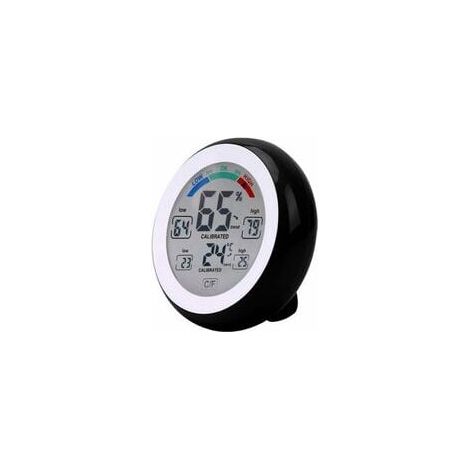 Termometro igrometro elettronico wireless per interni ed esterni, schermo touch rotondo con display LCD, tester stazione meteorologica, 3305F nero (1/5)