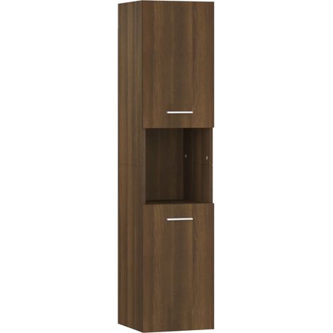 Armario de baño madera de ingeniería marrón roble 30x30x130 cm vidaXL (1/6)