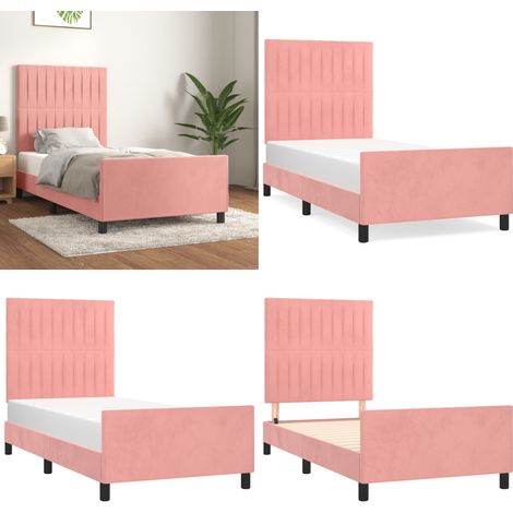 Cadre de lit sans matelas rose 90x190 cm velours - Cadre De Lit - Lit Double - Lit Rose - Lit Velours - Literie - Home & Living