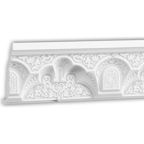 Eckleiste Profhome 150504 Deckenleiste Stuckleiste Zierleiste Marokkanischer Stil Islamische Ornamentik Orientalische Arabesken weiß 2 m (1/5)