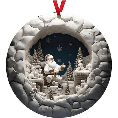 Noël décoration suspendue sapin de Noël Père Noël pendentif 2D plat acrylique sapin décoration pour Shopping Mall bureau Hotel barre décoration,B (1/5)
