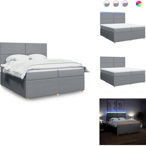 Sommier à lattes de lit avec matelas Gris clair 200x200cm Tissu - Sommier À Lattes De Lit - Sommiers À Lattes De Lit - Lit - Meuble De Chambre À Coucher (1/5)