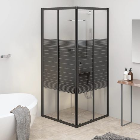Cabine de douche à rayures, verre trempé de sécurité, 80 x 80 x 180 cm, noir