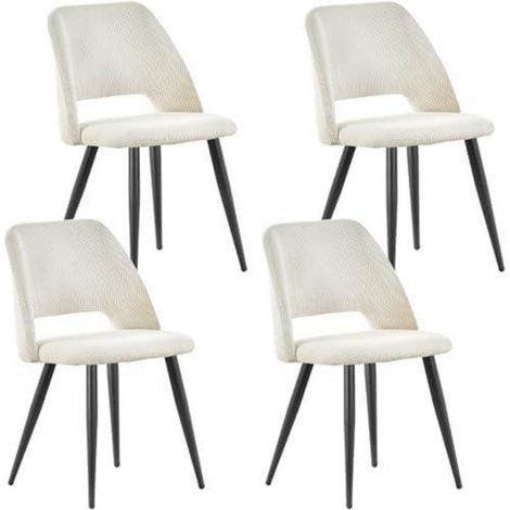 Esszimmerstühle 4er Set, Kordsamt, gepolstert, Metallbeine, Beige (1/5)