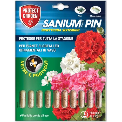 Insetticida sistemico Sanium PIN 10 pastiglie 2g protezione piante ornamentali
