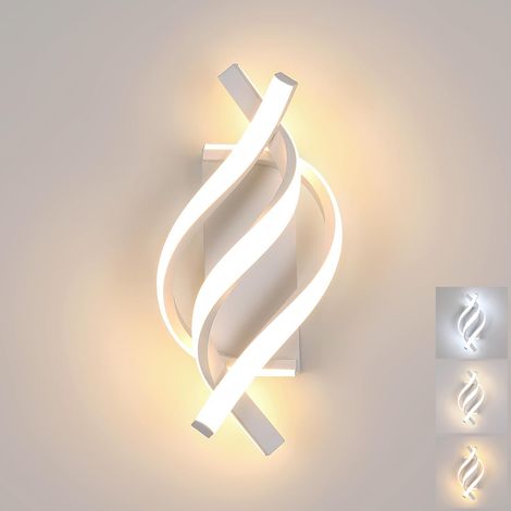 Applique murale LED, Lampe de chevet LED spirale, Applique murale intérieure en aluminium, Lumière de miroir, 3 températures de couleur 3000K-6000K (1/5)