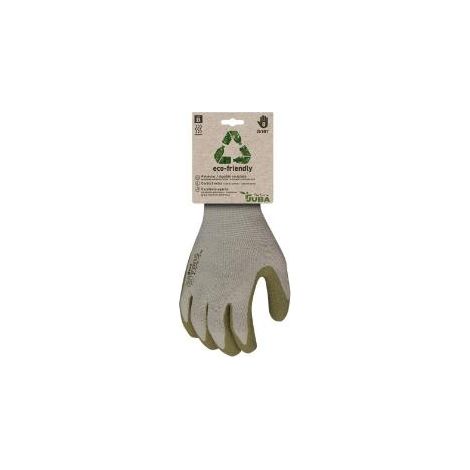 FPLUS guante poliester-algodon c/latex h251nt-10 , El soporte de poliéster/algodón de 44% de fi bras recicladas está compuesto de 25% de poliéster reciclado y 19% de algodón recicl