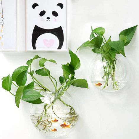 Set of 2 Acrylic Wall Bowls, 15 cm Diameter, Transparent Hanging Aquarium, Home Office Decoration (1/5)