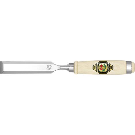 scalpello da intaglio con lama da 30 mm in acciaio B.2, con manico in faggio bianco, forma Ulmer