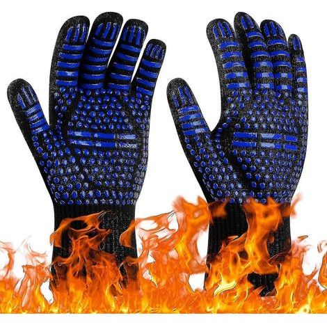 Gants de barbecue, gants de four résistants à la chaleur jusqu'à 800 °C, gants de cuisine antidérapants et résistants à la chaleur, gants de cuisine pour barbecue/four/grill/cheminée/soudure (1/4)