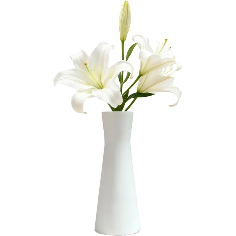 Vase à bourgeons en céramique de 18 cm - Grand Vase Conique à Tige Unique - Petit Bourgeon décoratif - Centre de Table Floral pour Mariage, Bureau (Blanc) (1/5)