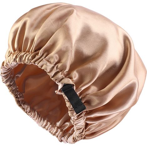 Bonnet de nuit satiné oversize kaki avec fermeture ajustable invisible, bandeau de nuit réglable pour cheveux (1/5)