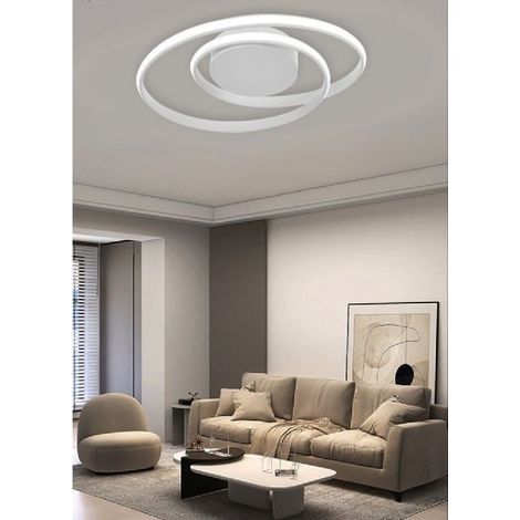 TRADE SHOP - Plafoniera Da Soffitto Lampadario 32w Vortice Luce Fredda Naturale Calda Pn-20b - -Bianco Naturale -
