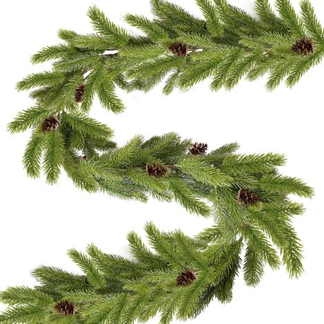 Artificial Green Tree Garland 185 cm - Injection Moulded - Cedar - Christmas Decoration - Winter Tree Green for Stairs, Fireplaces and Parties (1/5)