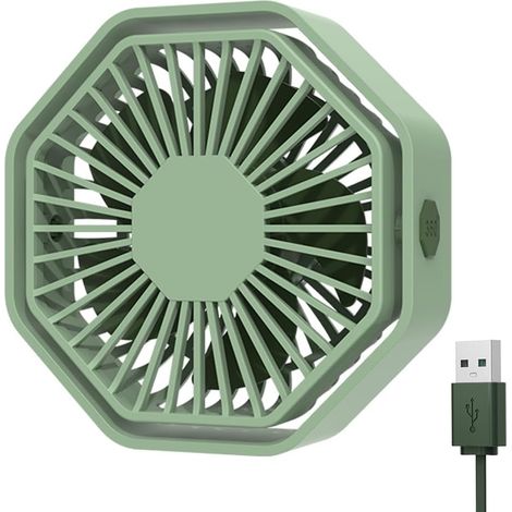 Mini Ventilateur Puissant, Ventilateur Silencieux Portable, 3 Vitesse Petit Ventilateur Table,(Rotation 360°,Alimenté par USB),Vert