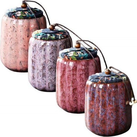 Théières/Bocaux de conservation en céramique - Lot de 4 – 300 ml – Avec couvercle (1/5)
