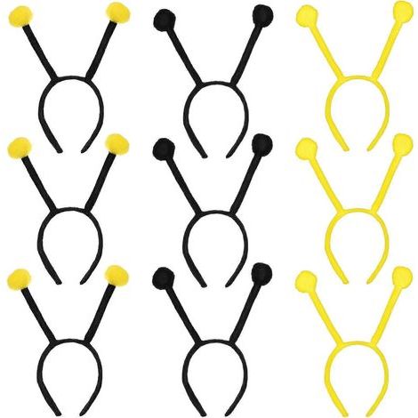 FRCOLOR Set mit 9 Bienenstirnbändern mit Bommeln und Fühlern, Kostümaccessoires für Weihnachten, Halloween und Cosplay. (1/4)