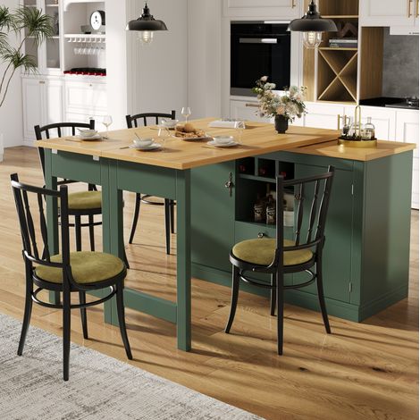 Table extensible 120-180 cm, 4-en-1 avec rangement, vert foncé DESVIAE (1/5)