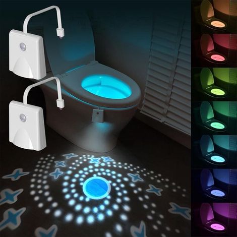 Luce da bagno multicolore che si accende automaticamente con il movimento, proiezione di stelle. Ricaricabile. Un regalo originale e pratico. Per (1/5)