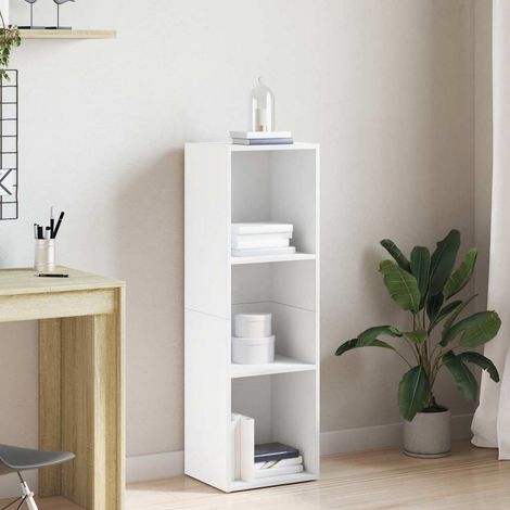 Bibliothèque/Meuble TV Étagère de Rangement - pour Bureau Salon Chambre Cuisine Blanc 36x30x114 cm Bois d'ingénierie BV668708 - BonneVie (1/5)