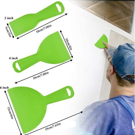 Lot de 5 grattoirs en plastique à 45° pour le nettoyage de la peinture murale et du papier peint (2, 4 et 6 pouces).
