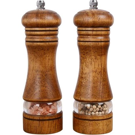 Moulin à poivre et à sel manuel, moulin à poivre réglable en bois, pour usage professionnel et domestique, lot de 2 moulins à épices