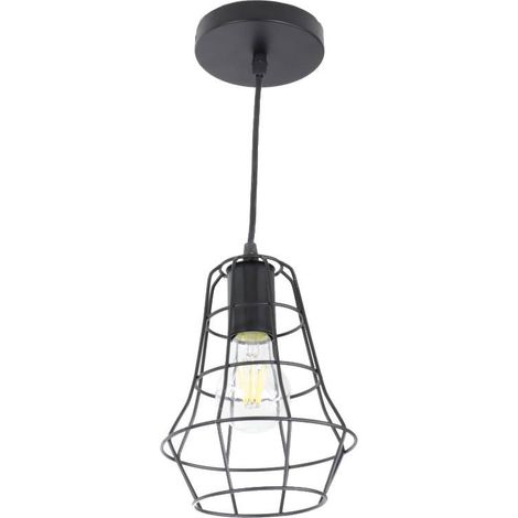 Jandei - Lámpara colgante tulipa rústica negra E27 Vintage - Retro