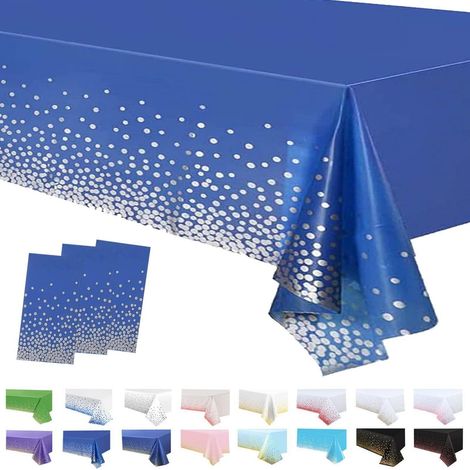 3er Pack Tischdecke Rechteckig Dunkelblau 137x274cm Wasserdicht Mehrweg Kunststoff