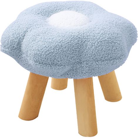 Tabouret Petit Pied Mignon Tournesol Velours Doux Haute Résilience Bois pour Salon Chambre Bleu Clair (1/5)