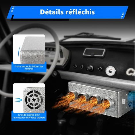 Chauffage universel 4 ports pour voiture - Pour camion - Avec interrupteur de vitesse - Kit de chauffage - Tube en cuivre - Chauffage soufflant - Chauffage supplémentaire - Dégivreur de disque (1/5)