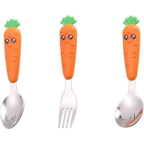3-teiliges Kinderbesteck-Set – WORTEL Design, Edelstahl 304, mit Löffel, Gabel und Kartoffellöffel, BPA-frei (1/5)