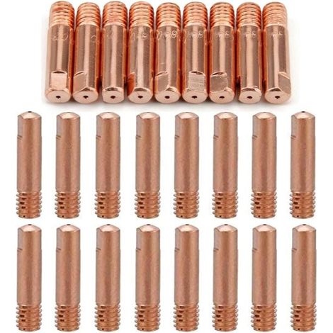Reboot 40 Stück MB15 15AK Gasdüsen Kontaktspitzen Düsenhalter 0,8/1,0 mm MIG/MAG-Schweißbrenner-Verbrauchsmaterial MIG-Kontaktspitzen MIG-Schweißgerät (20 Stück - 0,8 mm, 20 Stück - 1,0 mm) (1/4)