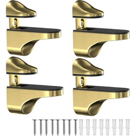 Supports D Étagère En Verre - Alliage De Zinc - Réglables 3 À 23 Mm - Pour Épaisseur Verre 3 À 20 Mm - 4 Pièces (1/2)