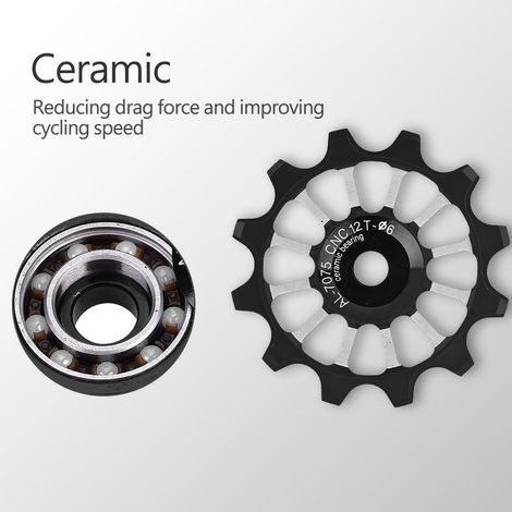 Galet de guidage de dérailleur arrière de vélo MEIJUN en alliage d'aluminium avec roulement en céramique (noir) (1/5)