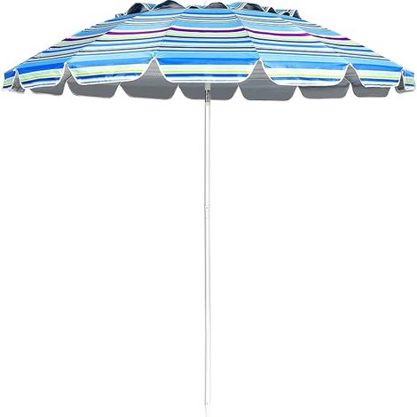 COSTWAY Ombrellone da Spiaggia 2,43 m, Ombrellone Portabile da Esterno con Borsa di Trasporto, con Protezione Solare, Ideale per Spiaggia, Balcone, Giardino, Blu (1/5)