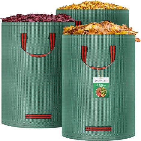 3 x 272L Garden Waste Bags, Garden Bags with Handles, Self-Standing, Waterproof, Durable and Anti-Corrosion Leaves for Green Waste and Lawn Mowers (1/5)