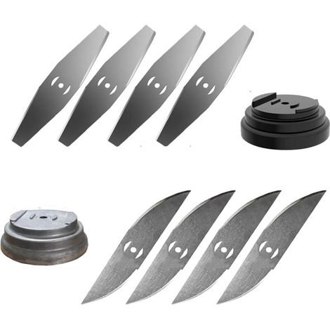 Vtizikl Lame de Tondeuse à Gazon, Lame en métal, Lame de débroussailleuse, Lame de Rechange sans Fil, Tondeuse de Jardin, Seulement 8 Lames incluses, avec Base en Lame, pour Accessoires de Jardin (1/4)