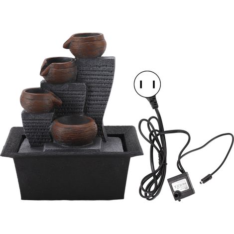 Fontaine de table lumineuse LED, cascade décorative en résine pour bureau maison, prise US 110V