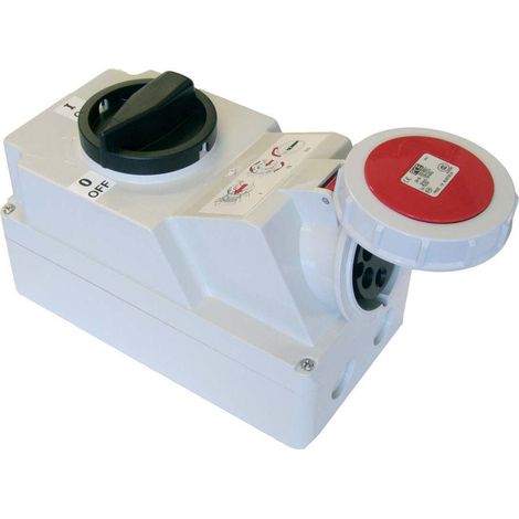 PCE Enchufe eléctrico rojo montaje fijo 32A 400V IP67