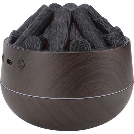 Mini humidificateur portable USB de bureau, effet feu de charbon, 300 ml, aspect bois foncé (1/5)